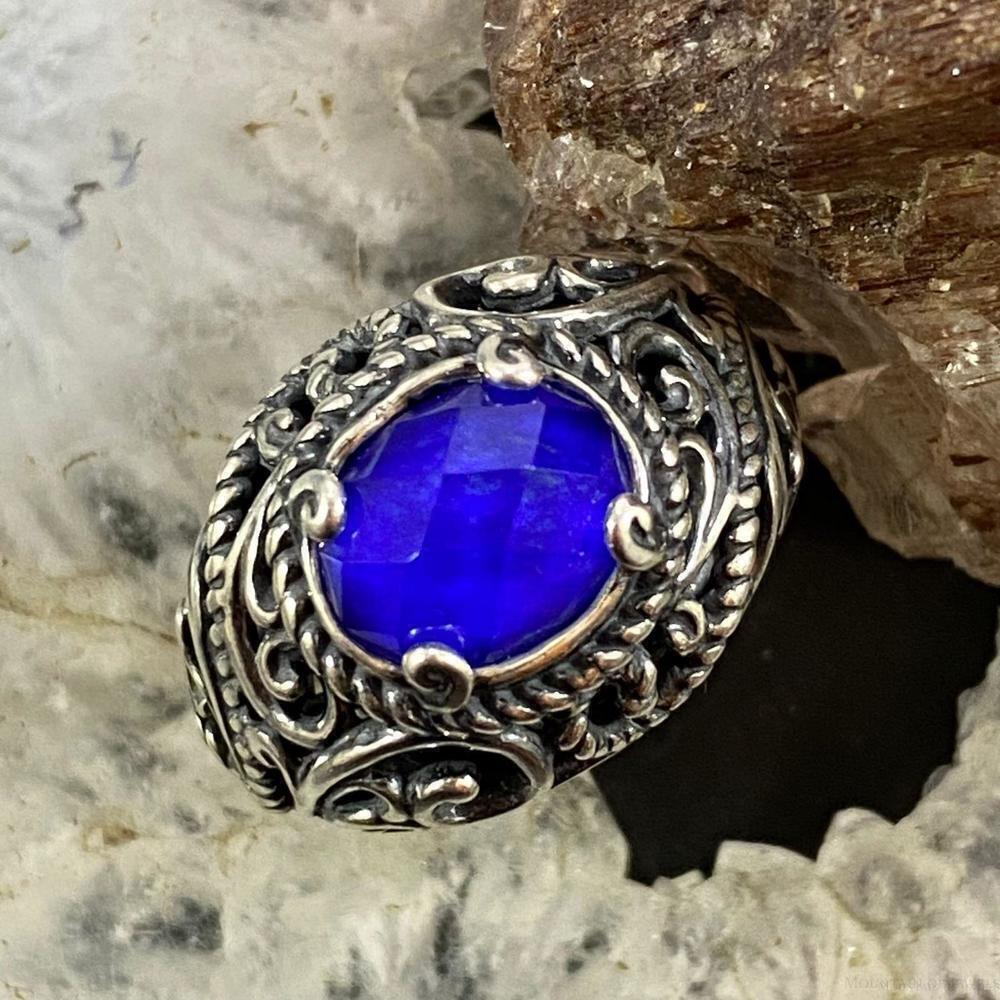 Carolyn Pollack Sterling Oval Lapis Lazuli Decorated Doublet Ring For Women